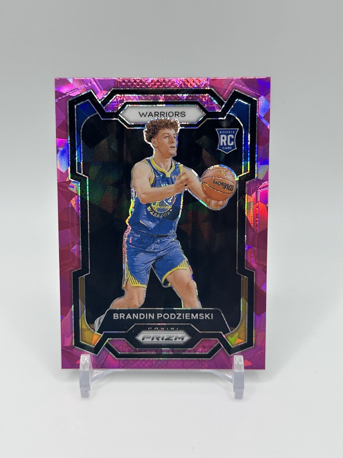 Brandin Podziemski 2023-24 Panini Prizm Pink Cracked Ice RC Warriors #147 -3.26