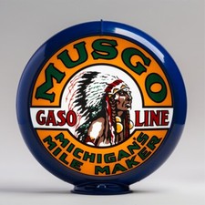 Musgo Gas Pump Globe 13.5" Lenses in Dark Blue Plastic Body (G153)