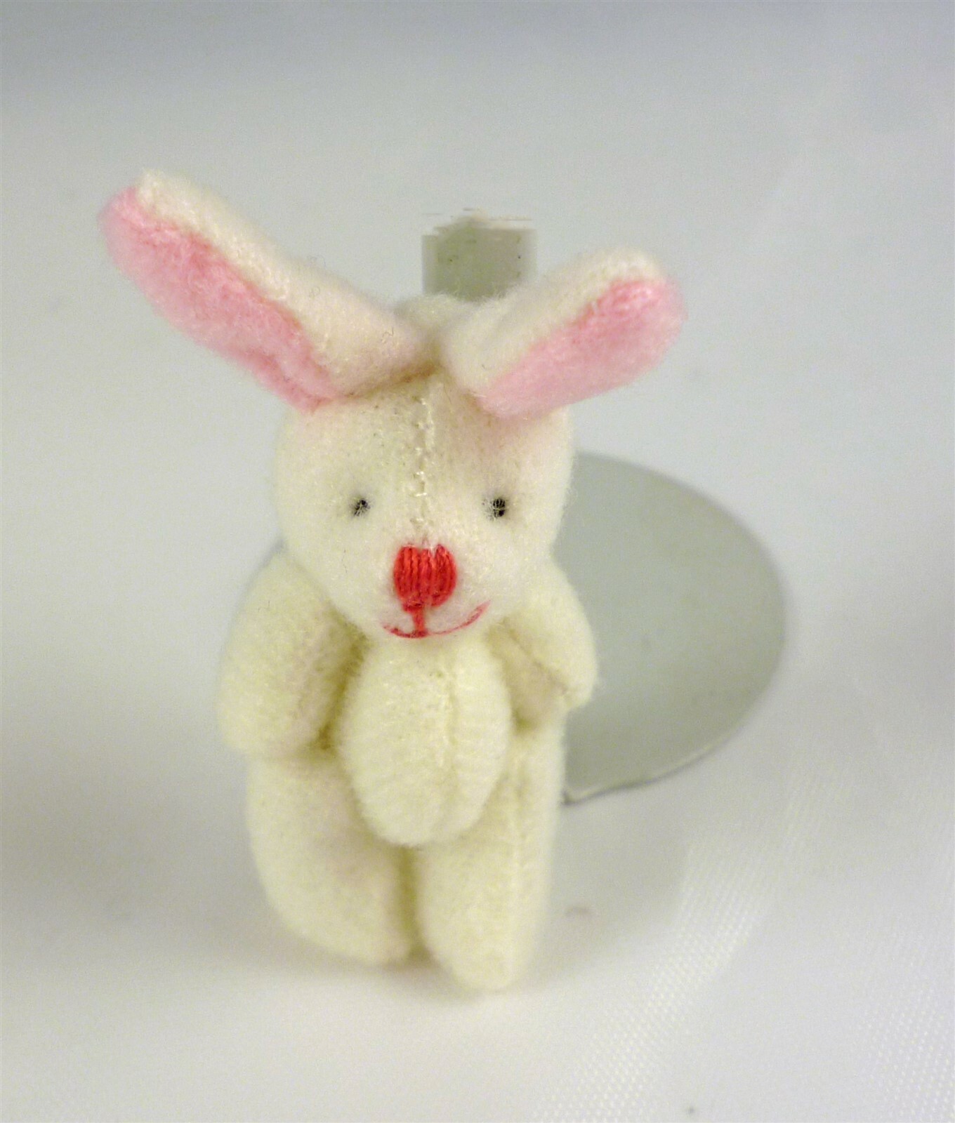 Miniature Jointed Rabbit Dollhouse Miniature Jointed Fleecy White Bunny Rabbit, 2 1/4