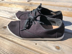 Toms-Mens-Black-Canvas-Casual-Sneakers-Lace-Up-Shoes-size-10-M