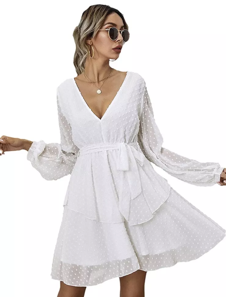 White wrap hotsell tie dress