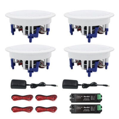 Herdio 2Pairs 5.25'' 600W Bluetooth In-Wall/Ceiling Speakers Flush Mount for Cafe