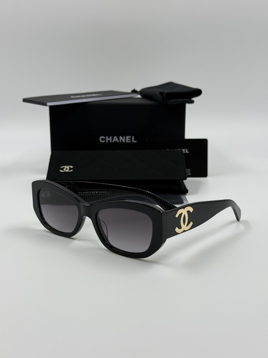 NEW CHANEL 5493 c.622 Black Acetate & Gray Gradient Sunglasses
