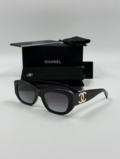 NEW CHANEL 5493 c.622 Black Acetate Gray Gradient Sunglasses - 100 Authentic