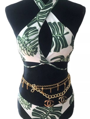 halter wrap swim dress