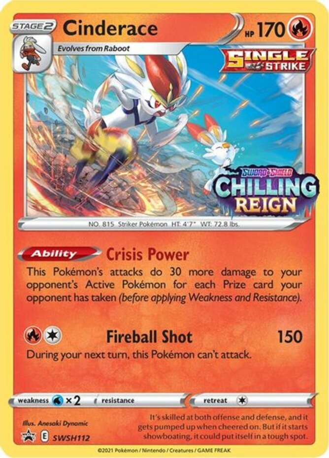 LP Pokemon Cinderace - SWSH112 - Prerelease Promo Lightly Played SWSH Black Star