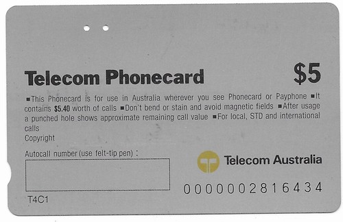 Melbourne Victoria: Telecom $5 Phonecard prefix 028 - Bild 2 von 2