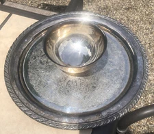 Wm. A Rogers Oneida Silversmiths Chip And Dip Serving Tray Platter VINTAGE