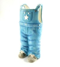 Burton  Burton Blue Jean Overalls Shaped Ceramic Vase Hand Painted It's a Boy