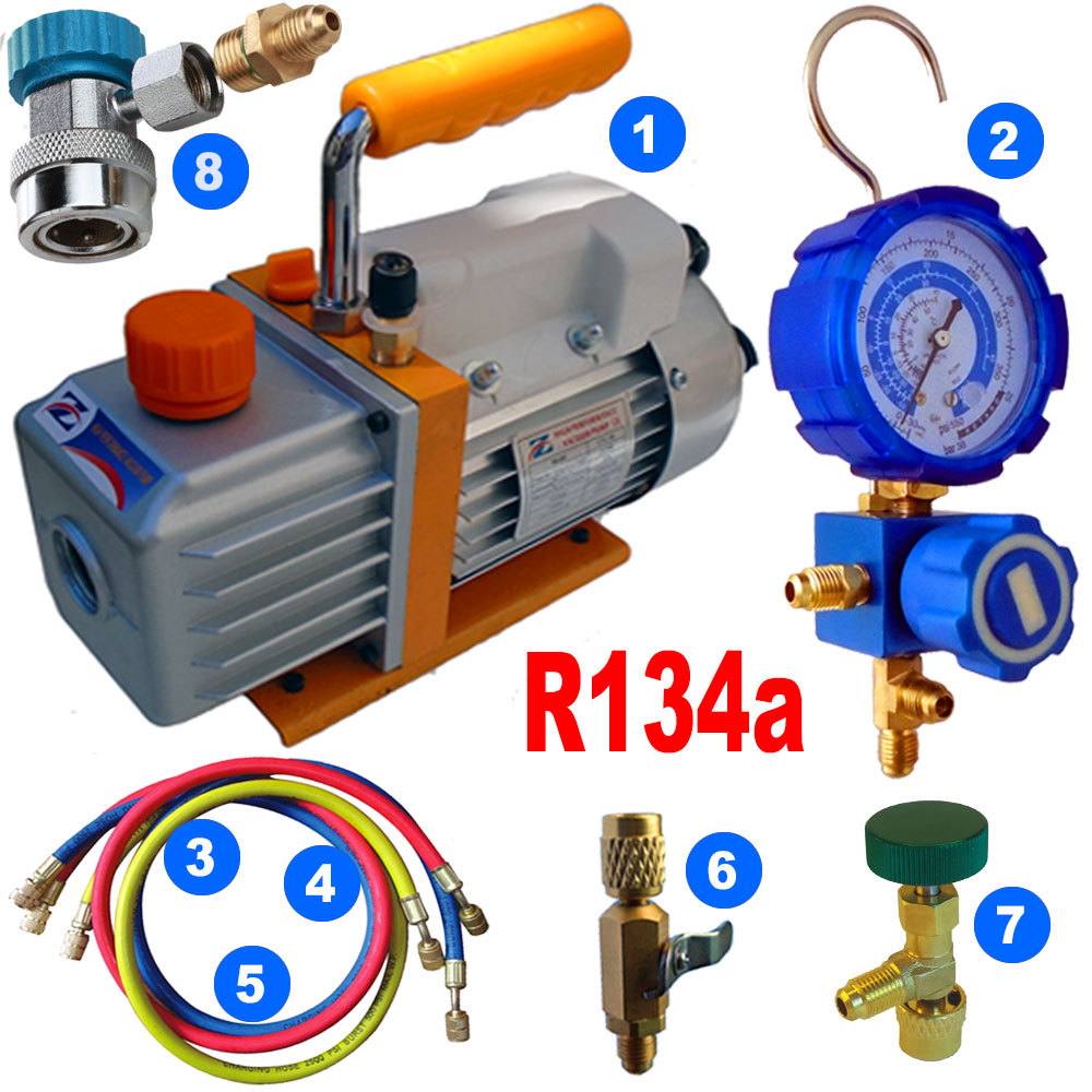 Complete Kit Vacuum Pump Vacuum Pull Charge Clim R134a Car Car Agri