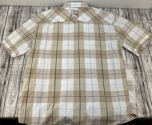 Red Ape button up tan plaid collared shirt Mens XXLarge two pockets authentic - Picture 3 of 13