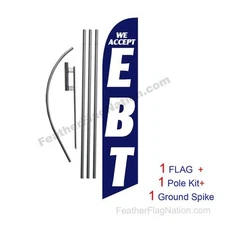 We Accept EBT 15' Feather Banner Swooper Flag Kit with pole+spike