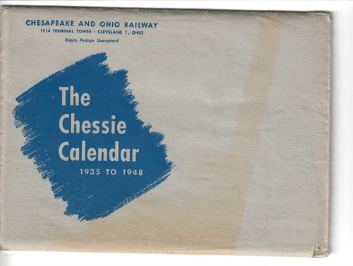 Vintage 1935 to 1948 C&O RR Chessie Cat With Original Envelope Small Calendar