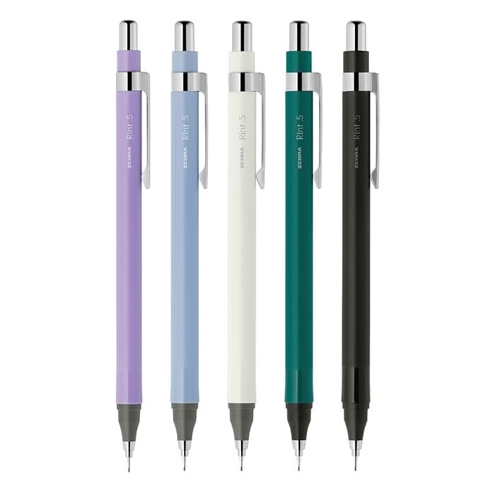 Zebra Rint 0.5mm Mechanical Pencils (Pack of 5) Assorted, MA130