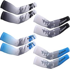 4 Pairs UV Sun Protection Arm Sleeves Cooling Sports Sleeve anti Slip Ice Silk W