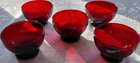 Vintage Anchor Hocking Royal Ruby Red Glass Set of 5, Fruit/Dessert Bowls