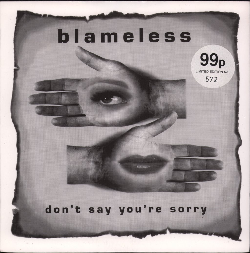 Blameless Don't Say You're Sorry 7"" vinyl UK China 1995 Numbered stickered pic