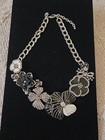 Ciner For Joan Rivers Black Silver Floral Statement Necklace Enameled Motifs — photo 3