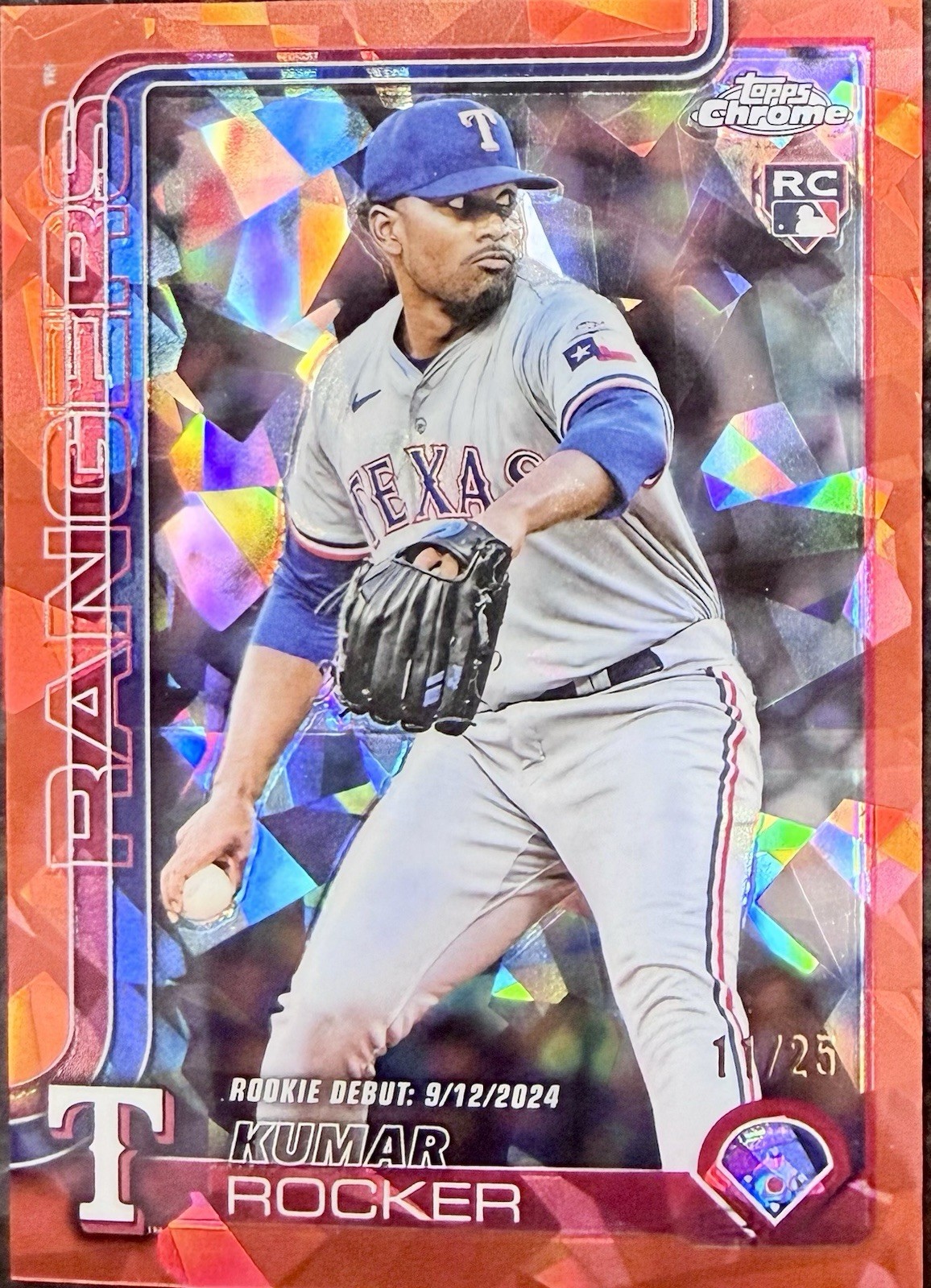 2025 Topps Chrome Update Rookie Debut Kumar Rocker #USC160 Orange Refractor #/25
