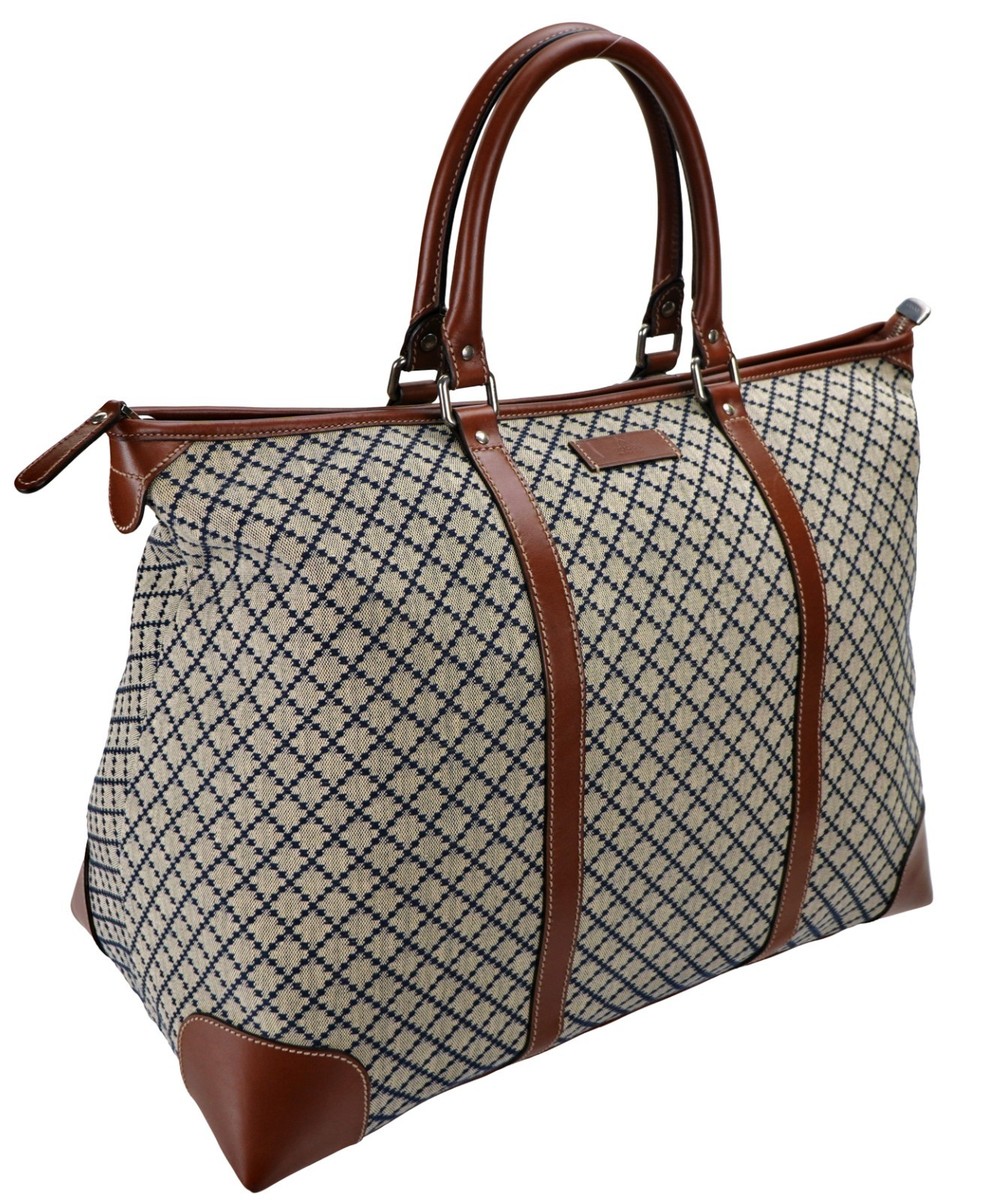 Authentic GUCCI Diamante Canvas Leather Oversized Triangle Tote