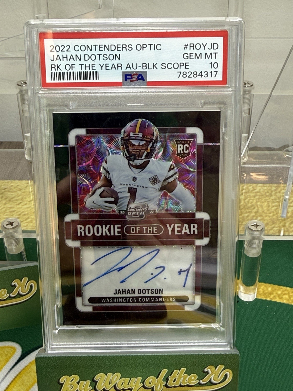 Jahan Dotson Panini Contenders Optic Rookie of the Year Contenders Autographs #ROYJD Black Scope