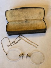 Antique Eyeglasses spectacles Prince Nez Gold With Hair Pin Stamped "Fits-U"