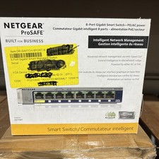 NEW Netgear ProSafe GS108T-200NAS 8-Port Gigabit Smart Switch PD / AC Power