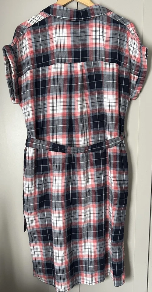 Size 14 M&S Collection tartan plaid shirt dress with - Image 3 of 4