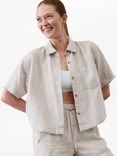 Athleta- Retreat Linen Short Sleeve Shirt - Sale On