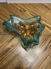 Large Vintage Murano Aqua Green/Yellow Glass Bowl Mid Century