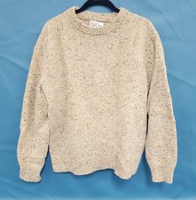 J.Crew Reimagined Retro Style 100 Wool Sweater Men's Large Knit Beige Speckled