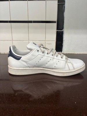 adidas Stan Smith Men's White Navy Leather Sneakers Cushioned Comfort Size 8.5