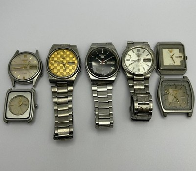 Lot 7 of Seiko 5 Automatic Vintage Men's Watches For Parts