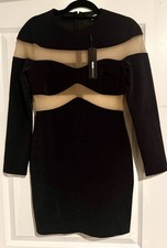 Fashion Nova Black, And Beige Dress, with Sheer Details, Size XL. Material Nice.