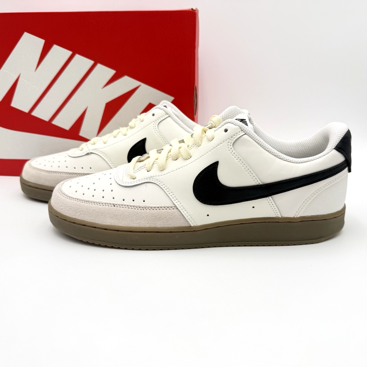 Nike Court Vision Low Sail Light Orewood Brown FQ8075-133 US Men\'s Size 11.5 NEW Nike Sneaker Court Vision Low - Sail/Light Orewood Brown/Black main image 4