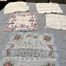 Vintage 1950  s Hankie Pocket Squares Handkerchief-Set of 5  