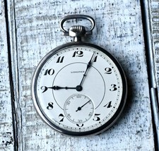 Antique Swiss Pocket Watch Longines Silver Collectable Pocket Watch Art Deco