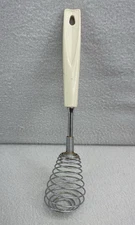 VTG EKCO French Coil Whisk 10” Wire Spring Beater Gravy Mixer Almond Handle USA
