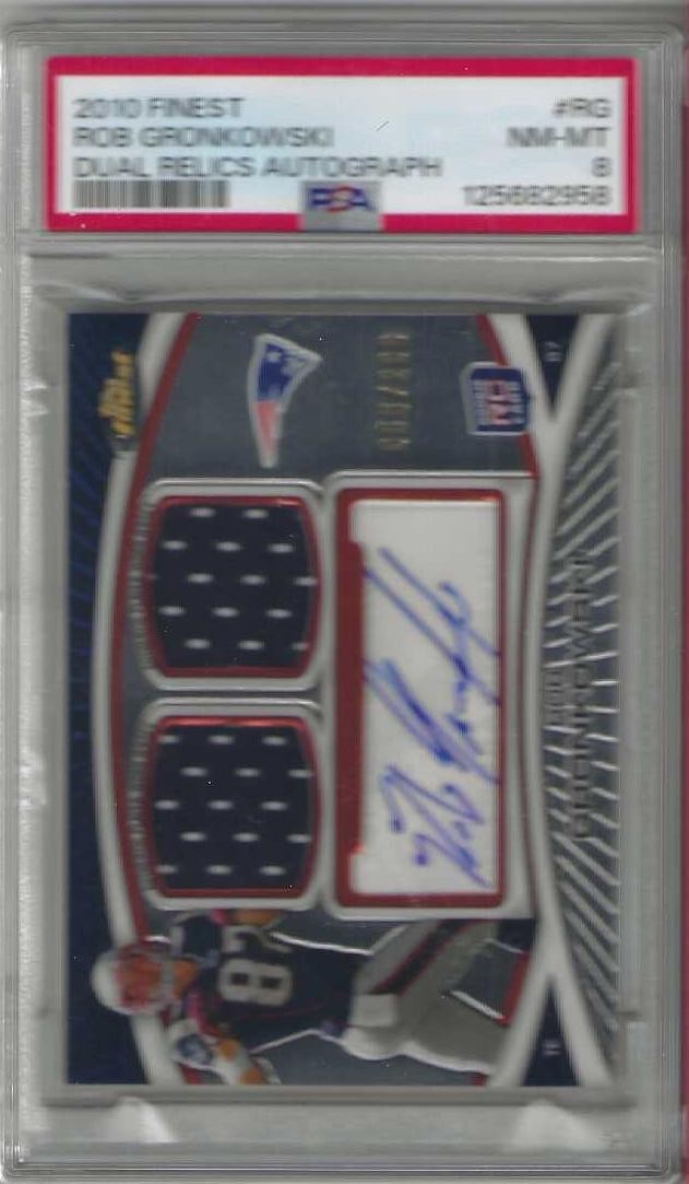 Rob Gronkowski Autographed Signed New England Patriots 2010 Finest Patriots Rookie Dual Jersey #'d/200 PSA 8 