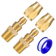 Air Hose Repair Kit 2 Pack 14 -Inch Reusable Solid Brass Hose-End Rep New...