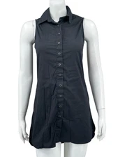 The Shirt Rochelle Behrens Top Womens XS Black Sleeveless Button Up Minimalist