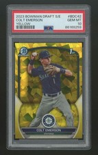 Colt Emerson 2023 Bowman Draft Sapphire Yellow Refractor Card 13/75 PSA 10