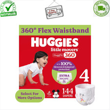 Huggies Little Movers Baby Diapers Size 4, 144 Ct, HuggFit, Targeted Absorbency