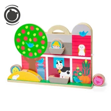 Melissa and Doug GO Tots Wooden Farm Play Set with 4 Double Sided Disks