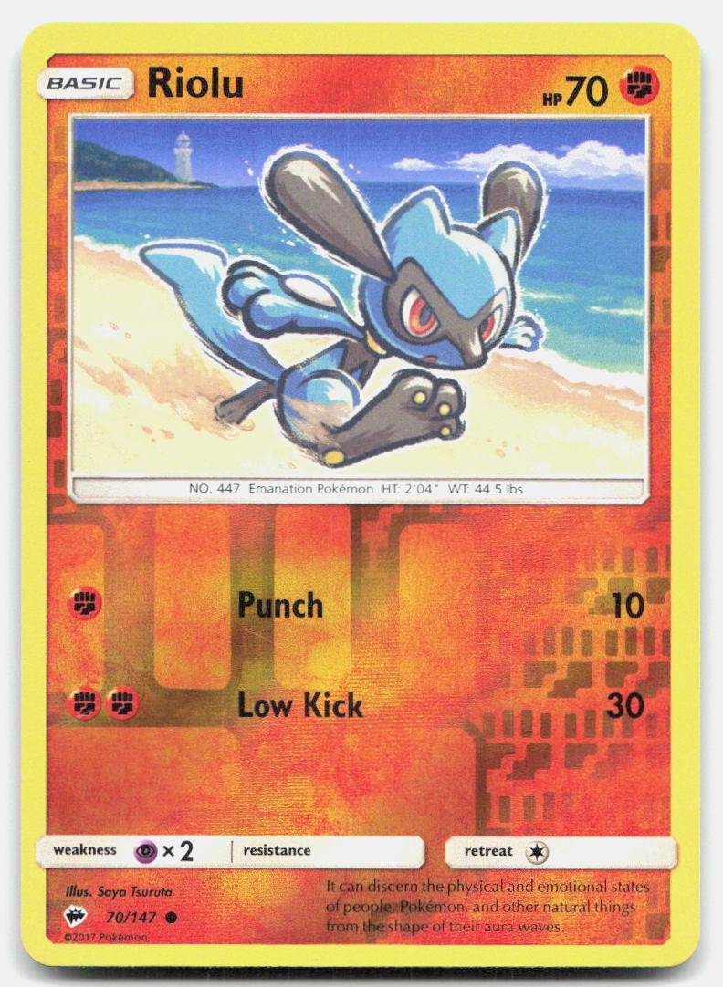 Burning Shadows Riolu 70/147 NM Pokemon Reverse Holo Common Tcg Card
