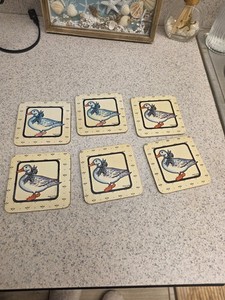 cork-backed vintage duck coasters country goose Set Of 6 Cottage Core