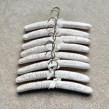 Padded Hangers Ivory Satin Covered Ribbons lot of 8 gold colored metal hooks