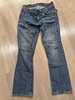 Men s Rock Revival Jeans 32 Ethan  Straight Very Distressed