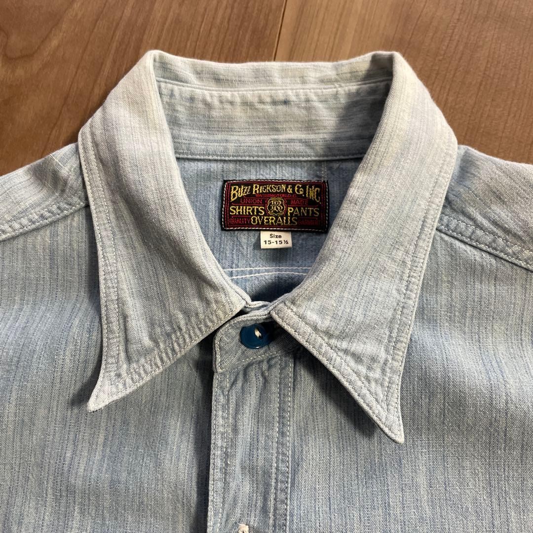 BUZZ RICKSONS Buzz Ricksons Chambray Shirt Made i… - image 3