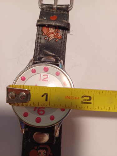 Vintage Pink Quartz Watch Beety Boop Leather Band Running - Picture 5 of 5